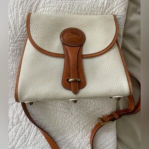 Dooney & Bourke White Pebbled Leather Crossbody with Brown Trim